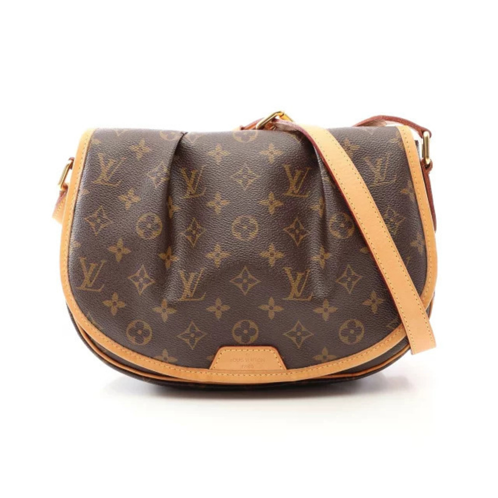 Louis Vuitton Menilmontant Monogram Shoulder Bag Canvas Leather Brown